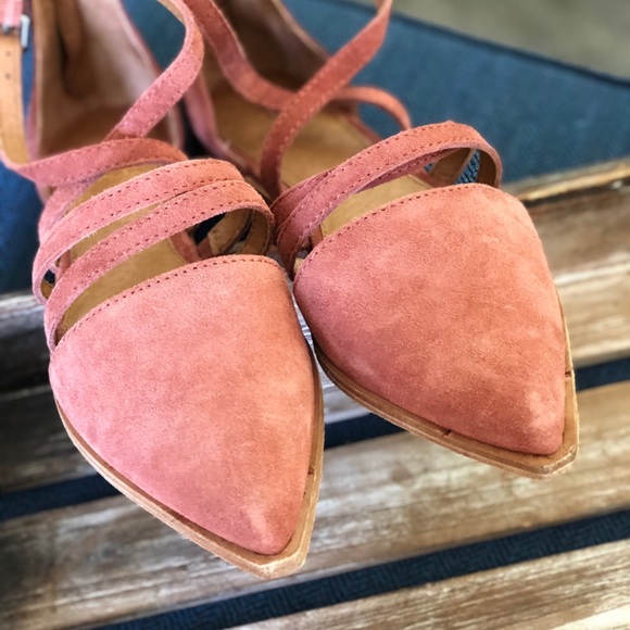 Frye Kenzie Moto Strappy Pointed Suede Flats NEW - Picture 4 of 8